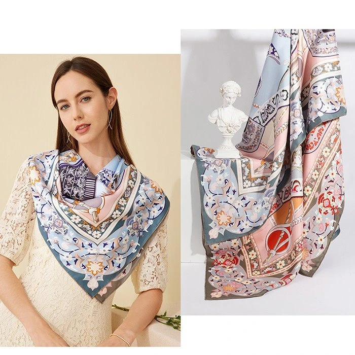 double side print silk scarf-1