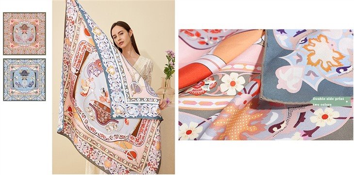 double side print silk scarf-8
