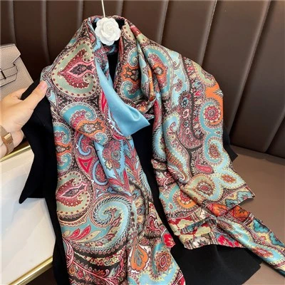 Pielāgota zīda šalle sievietēm Jauna Totem Print Brocade zīda šalle vidēja garuma sekcija